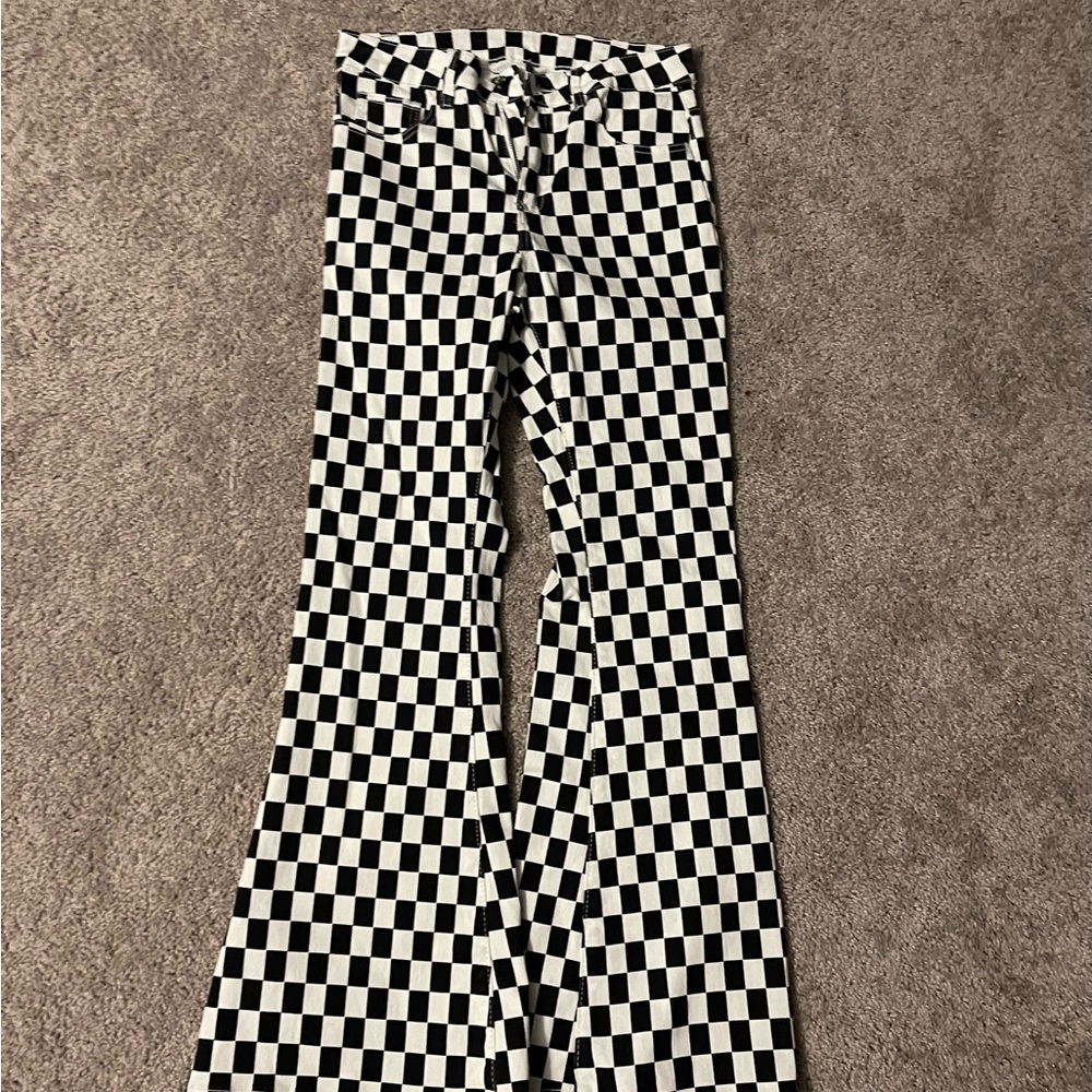 Brand new never worn Checkered Flare Pants